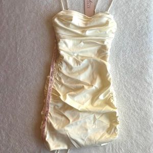 Oh polly all for you lace trim satin mini dress oyster white